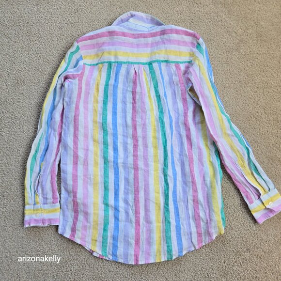 NWT GAP Linen Stripe Boyfriend Shirt - Picture 2 of 7